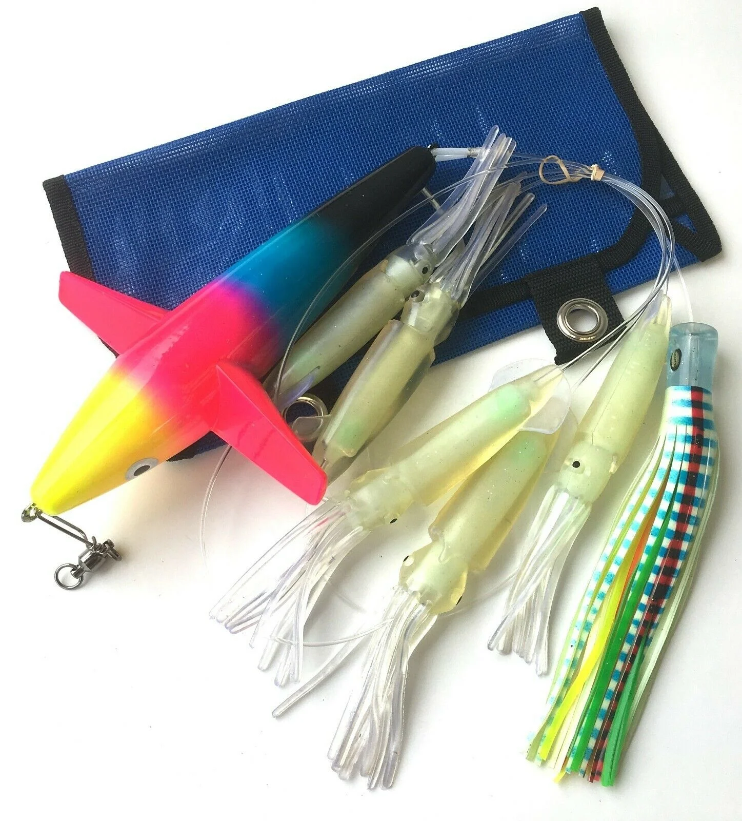 DAISY CHAIN BAIT RIG BULB SQUID /& BIRD TUNA MARLIN TROLLING LURES-BLUE