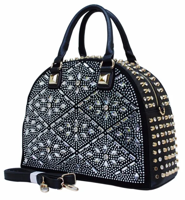 Wholesale Women Bling Bling Rhinestone Leather Ladies Handbag - Buy ...