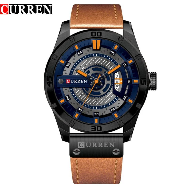 

Mens Watches Top Brand Luxury Watch Men Date Display Leather Strap Creative Quartz Wrist Watches relogio masculino CURREN 8301