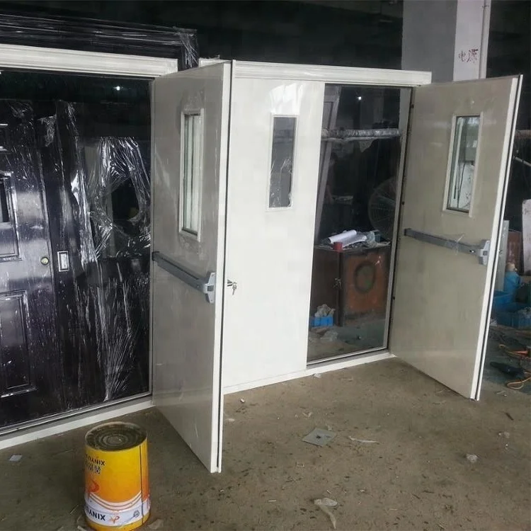 Аварийный выход 2 часа стальные противопожарные двери железо одинарная двойная дверь дизайн Звуконепроницаемая дверь с push bar