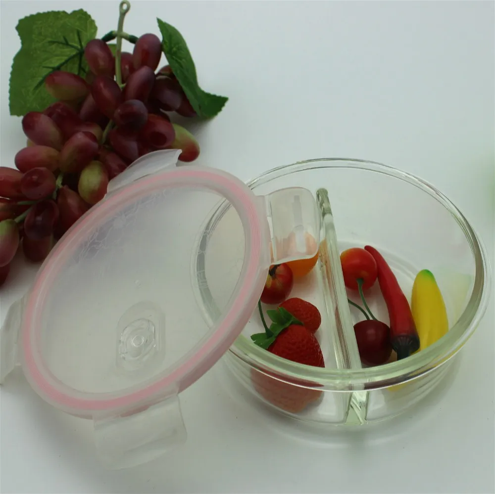 Partition Room Affordable Glass Food Container 2 Compartment Bento