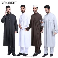 

High quality Muslim Islamic Clothing for men Arabia Jubba Thobe plus size dubai Men's Kaftan Abaya clothing 2 pcs set ETH805