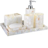 

wholesale 5 set Bathroom Accessories Set Natural Mosaic Shell