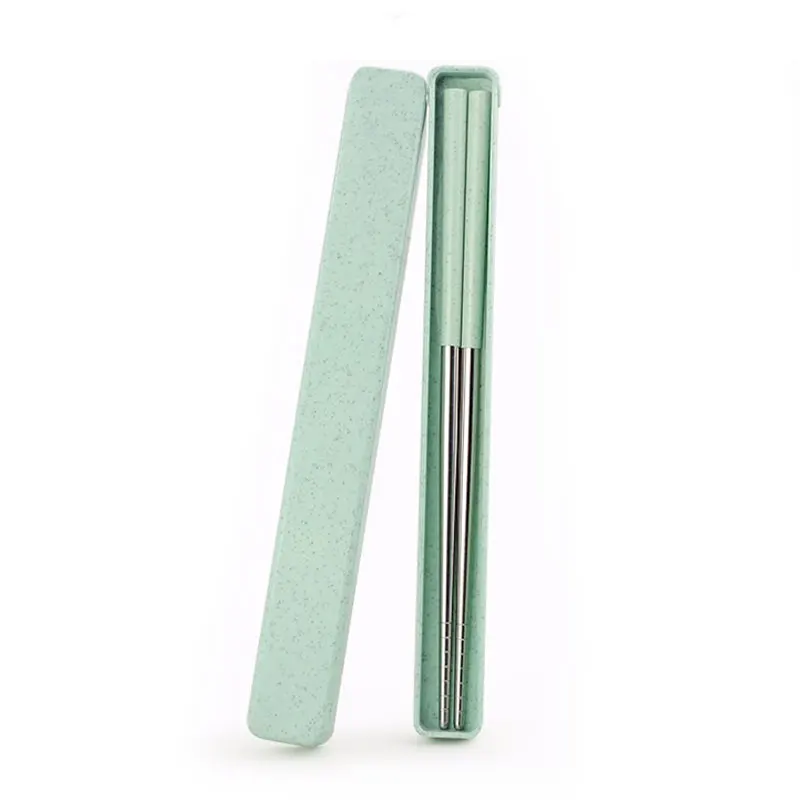 

WORTHBUY 304 Stainless Steel Chinese Travel Chopsticks Eco-Friendly Wheat Straw Chopsticks Food Sticks Hashi With Portable Box, Nordic colors(green;blue;pink;khaki)