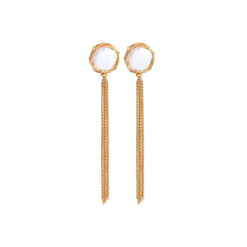 

e971061d Australia Gold Plated Handmade Long Chains Baroque Pearl Stud Unique Earrings Designs