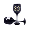 Gold and Silver Numbers Black Wine Glass for Birthday Party