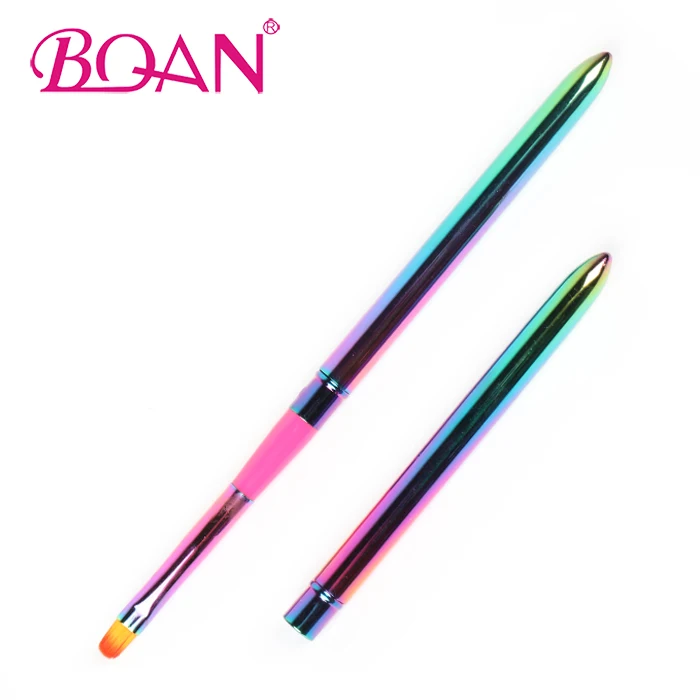 

BQAN New Nail Products Custom Logo Aurora Metal Handle Oval Nail Art Painting Gel Brushes