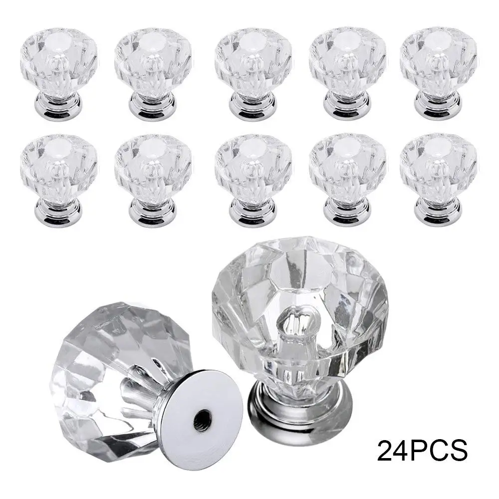 Diamond Shape Furniture Handles w//Screw by INNKER 10PCS Crystal Drawer Pulls Glass Clear Door Knobs for Kitchen Cabinets Wardrobe Cupboard Closet Hutch Chest Desk