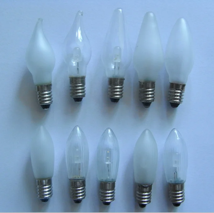 C6 E10 Olive Shaped Candle Bridge Bulb 8v,12v,34v,55v0.2w Christmas