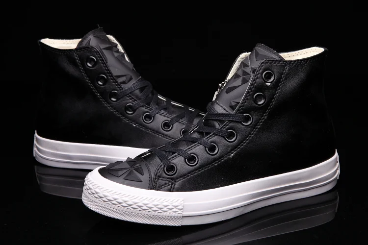 converse black leather high tops mens