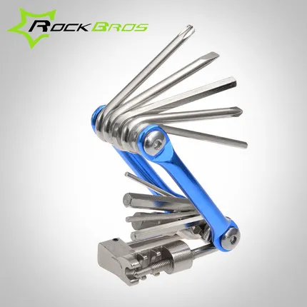 

ROCKBROS Mini Combination Screwdriver Set Portable Pocket Bicycle Repair Tool Multi-function Mountain Road Bike Folding Tool, Blue/gold