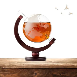 Image of 2019 hot selling factory 850ml borosilicate whiskey globe decanter globe decanter with 2 glasses