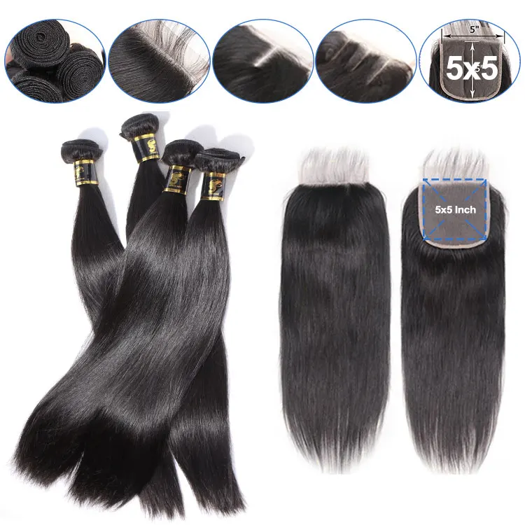 

AOSUN Brazilian Straight Wave 5x5 Swiss Lace Closure Free/ Middle/ Three Part 8-20 Inch Human Hair Lace Closure