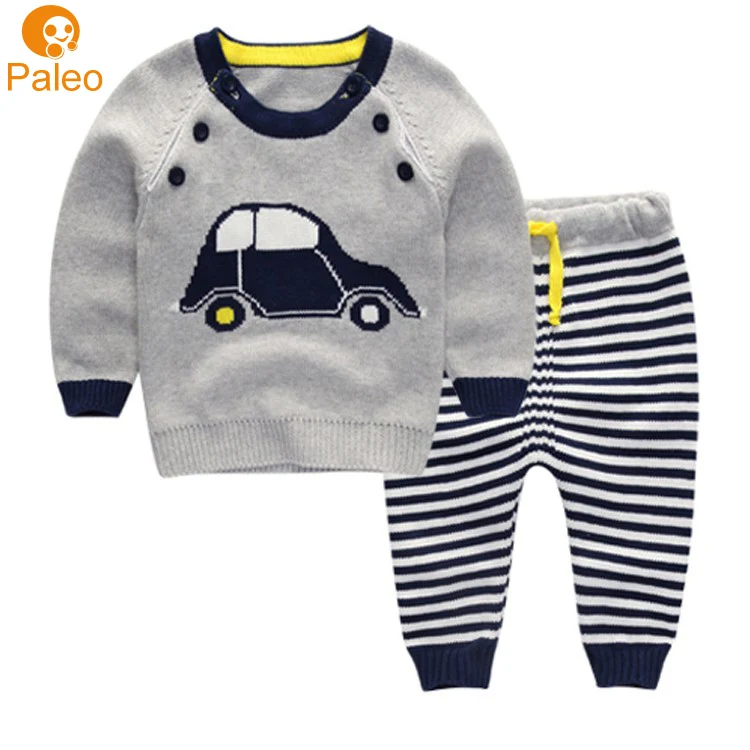 

Factory Custom Autumn stripe 2 piece cute kids baby boys clothing sets
