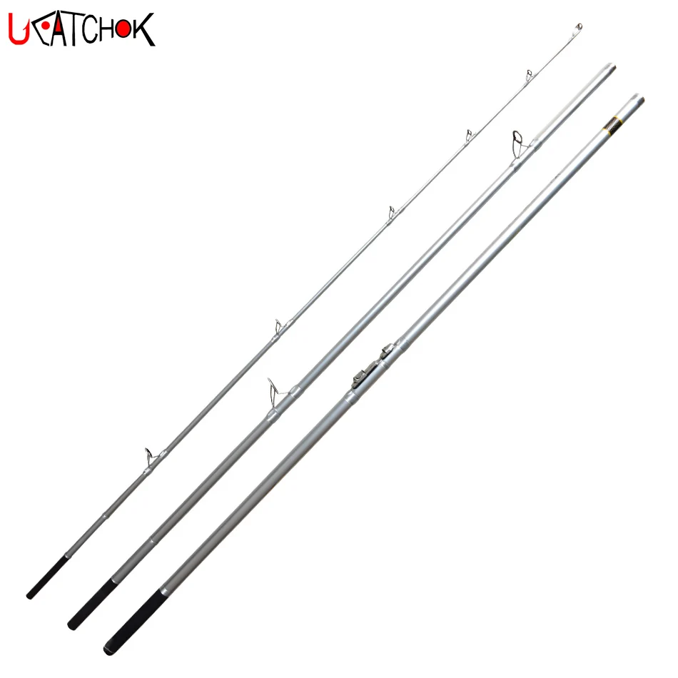 

4.2M KW Guides up to 300g Lure 3sections H power fast action surf racing rod beach far shot long casting rod, Silver
