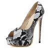 cheelon shoe 2018 new gold silver sexy snake skin 16cm high heel ladies platform pumps peep toe