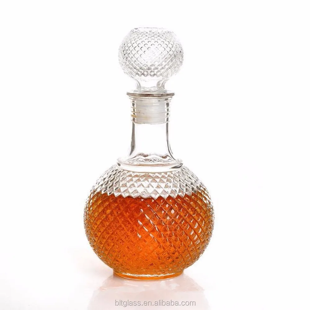 1l 1000ml Home Bar Use Round Ball Alcohol Glass Decanter With Lid Buy Glass Decenter Glass