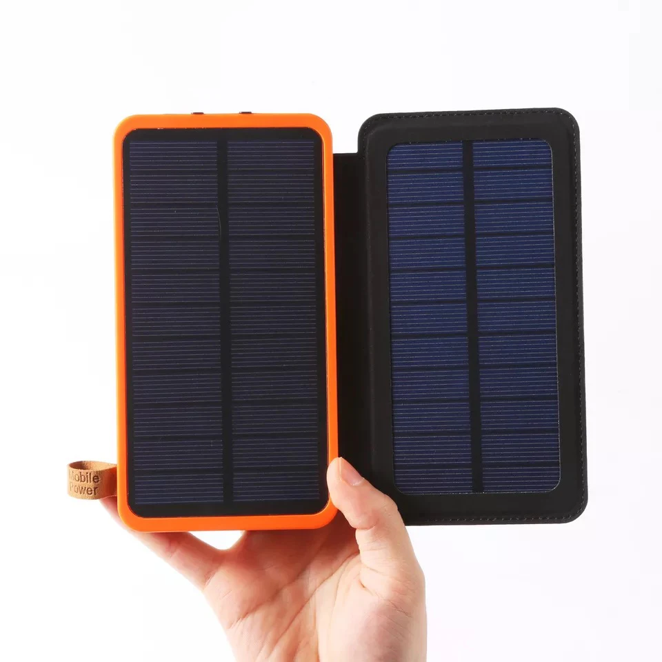 

100% Full Charging by Sunlight 10000mah foldable solar power bank with waterproof solar panel charger CE FCC RoHS, Blue, green, orange, green
