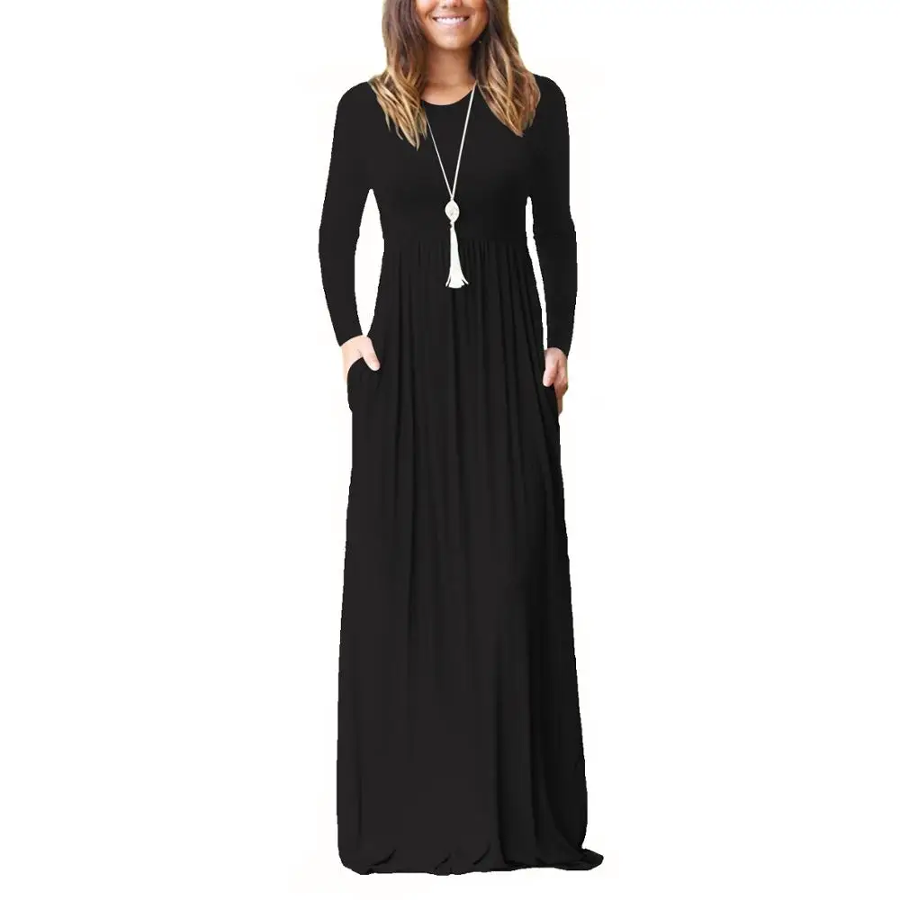 

2018 Women Islamic Abaya Turkey Casual Solid Color Long Sleeves Modal Material Muslim Woman Long Dress