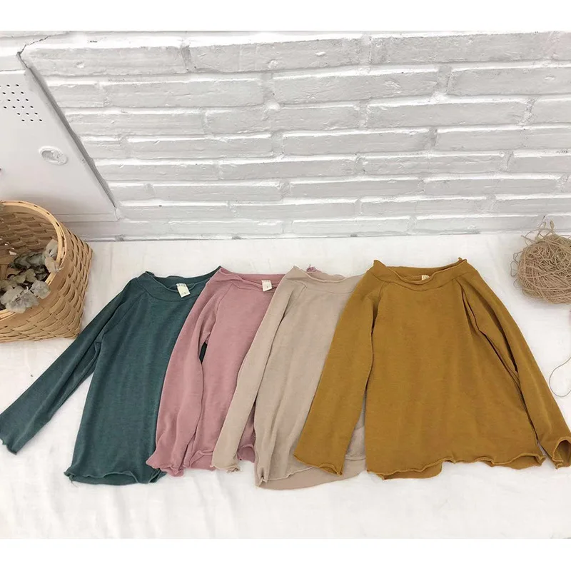 

Wholesale 2019 autumn kids girls boys plain t-shirt kids solid tees
