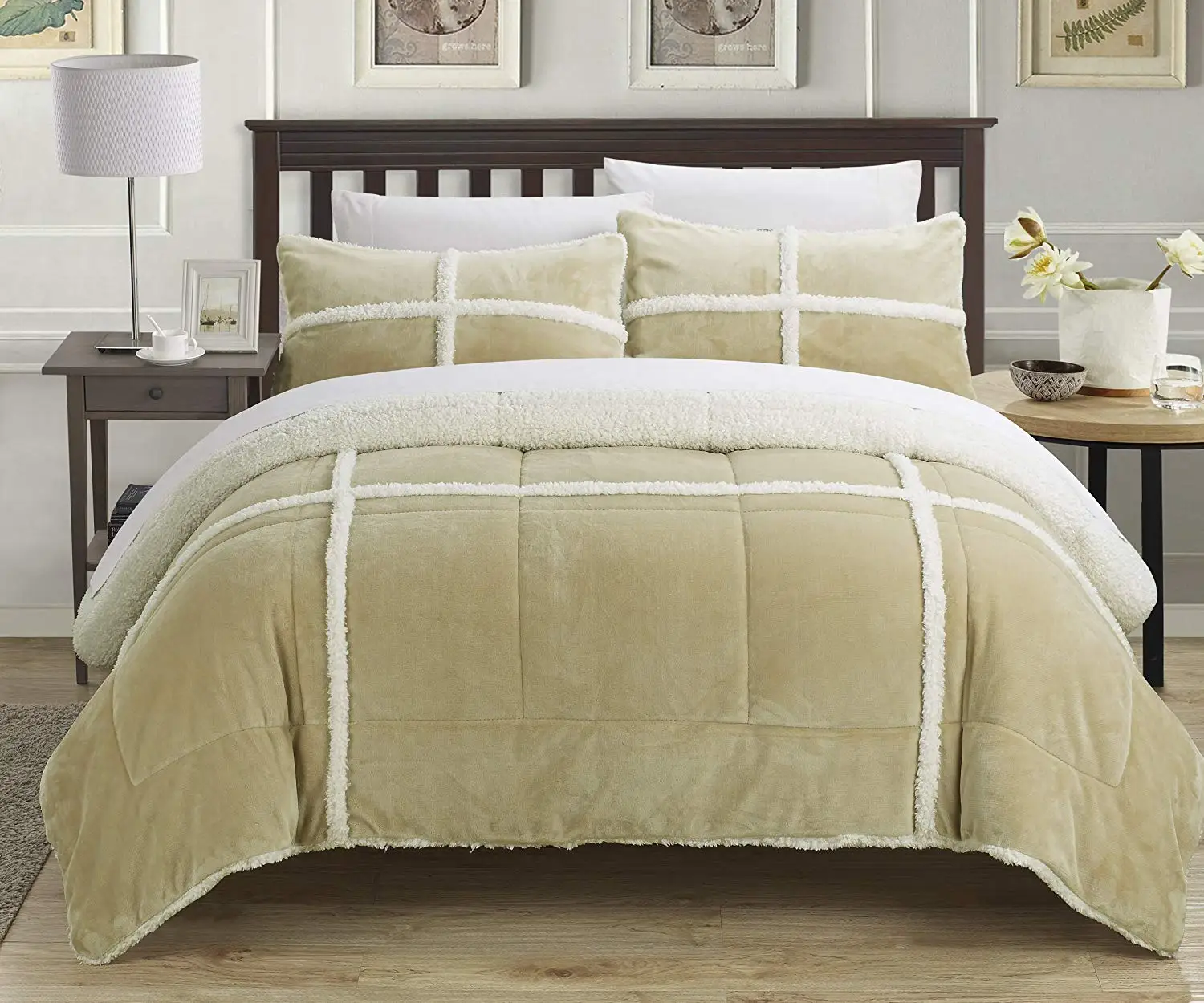 Comforter Set With Lined Sherpa And Plush Quilted Buy Comforter Set