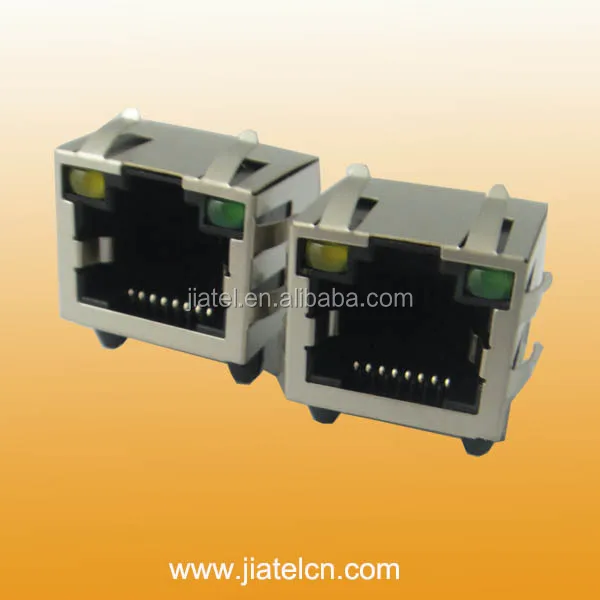 RJ45-33 Ethernet Connectors 1*2 8P8C All-Plastic Socket with Lamp ...