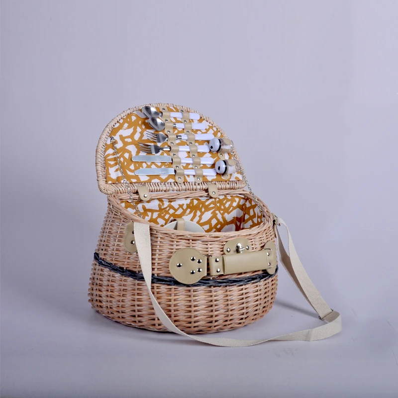 Ecofriendly China Factory Wholesale Price Woven Natural Willow Food Storage Wicker Picnic