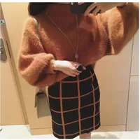 

Fashionable sweet lady crew neck feather yarn women sweater