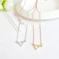 

Hollow Triangle Pendant Necklace Simple fashion Gold Silver Minimalist Jewelry Mini collar collier for women