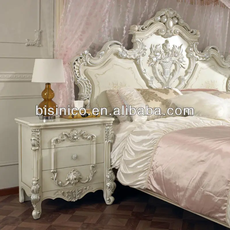 Elegant New Classical Dainty Princess Wedding White Bed,Solid Wood Hand