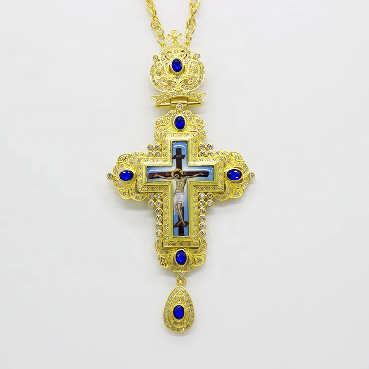 

Latest Design Catholic Orthodox Cross Pendant Mirror Jesus Big Badge Cross Necklace Handmade Cross Necklace, Picture