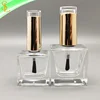 12ml 18ml square shape empty nail polish glass bottles rectangle with unique transparent top gold caps and brushes