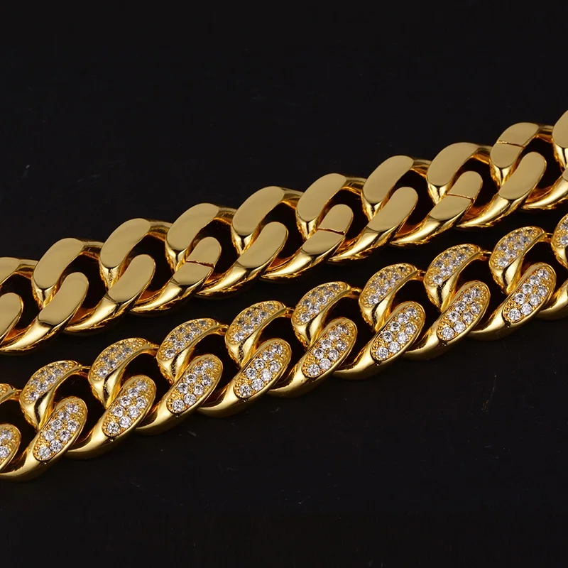 
Iced Out Diamond Cuban Link Choker Necklace New Gold Chain Design For Men 