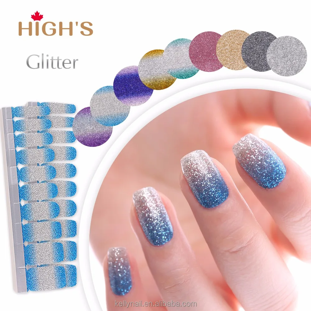 

Private label real nail polish strips patch with glitter color change, Colorful