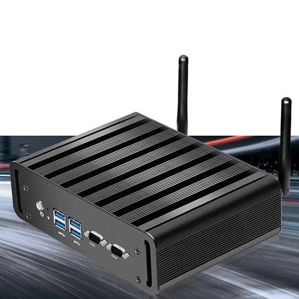 

Intel Core i5-4200U mini pc Fanless desktop DDR3 8G Linux Ununtu VGA&HD 2*RJ45 LAN 2*RS232 COM, Black color aluminum alloy