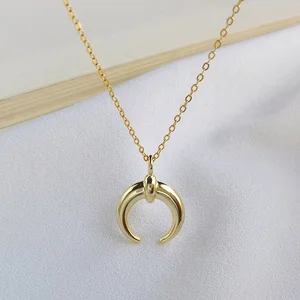 China factory fashion women jewelry 925 silver Moon Pendant 18K gold plated necklace 2