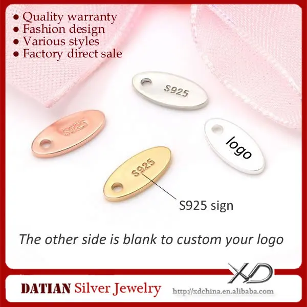 

XD P808 Small Oval Shaped Custom Logo 925 Sterling Silver Jewelry Tags, N/a