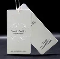 

Custom clothing print logo coated paper hang tag embossed for garment