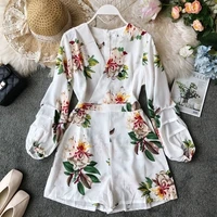 

Custom design 2019 fashion printed high waist women jumpsuits