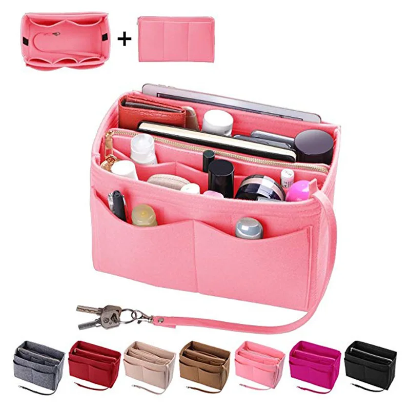 

Amazon Popular Insert Bag In Bag Organizer Felt Handbag Organizer, Red , beige , grey , brown, black