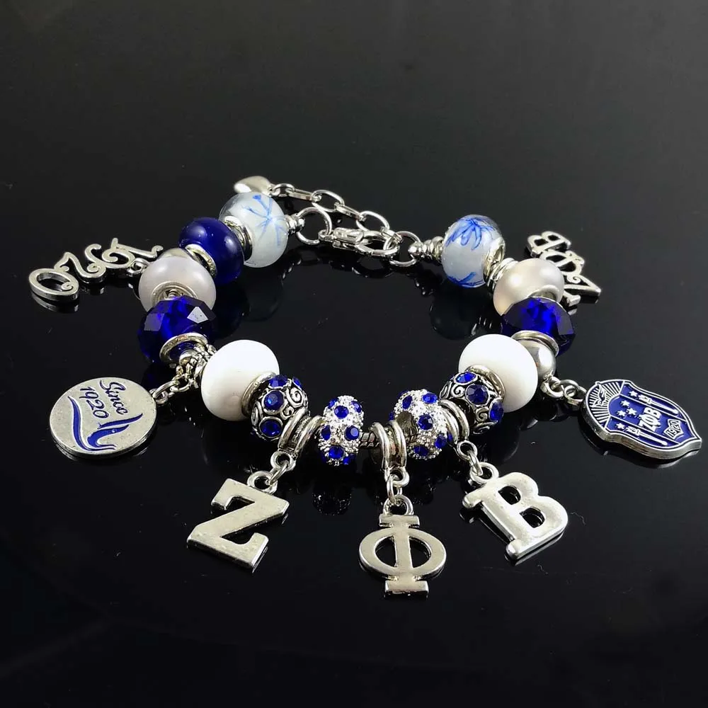 

Wholesale Founded 1920 Greek Letter Sorority Fraternity European Bead Zeta Phi Beta DIY Bracelet, Picture