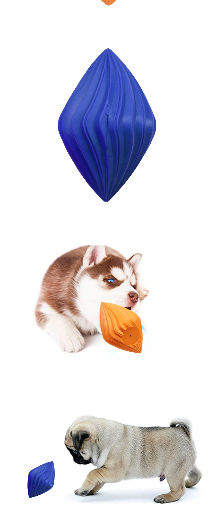 Diamond-shaped Squeaky Dog Toy Whistle Rubber Dog Toys Dog Teeth Training Toy