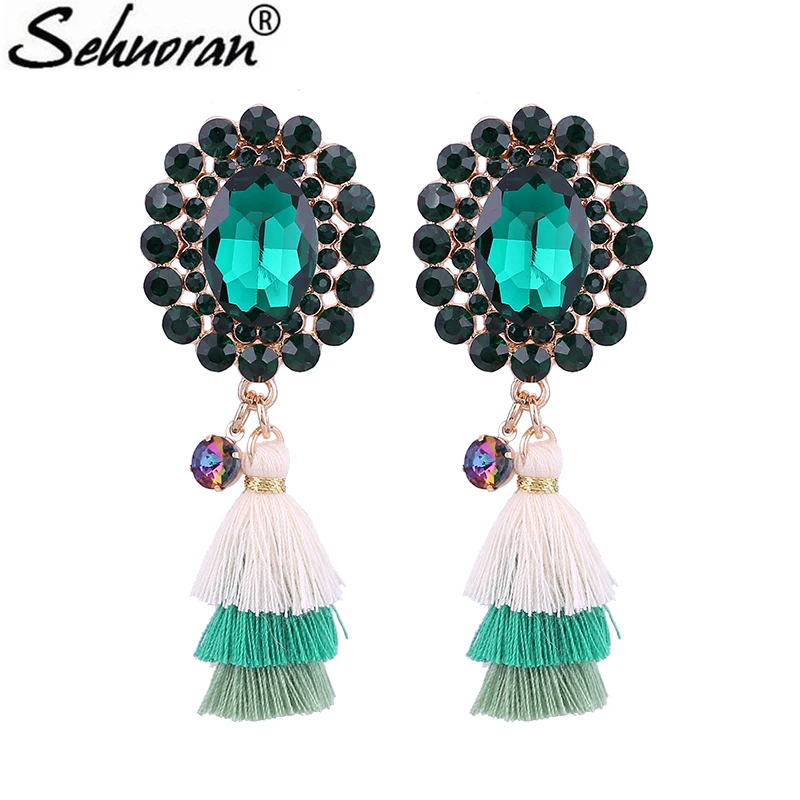 

Crystal Earrings For Woman Three Color Tassel Earrings Big Pendientes Zinc Alloy Long Earrings Jewelry Wholesale, 8 color