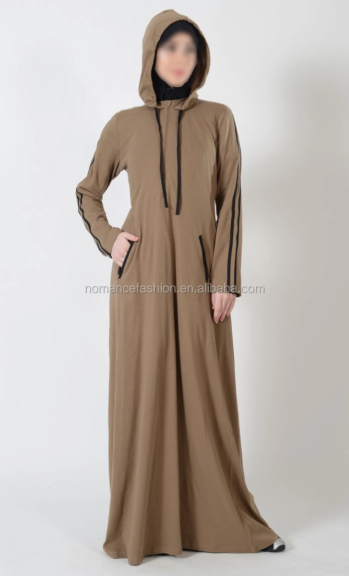 Buy Burqa Jersey Dernières Conceptions Abaya Koweït Dessins Hijab Musulmane Sport hijab Abaya De Burqa koweït Robe Rayé À Capuche 5Lqj4ARc3