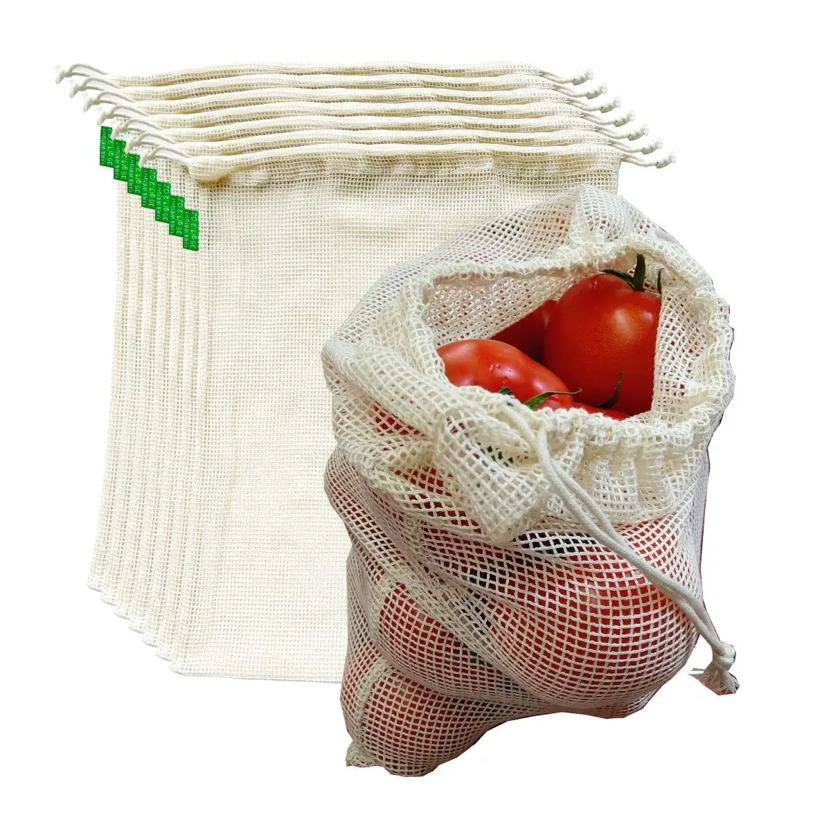 

Double stitched High quality Hot selling reusable organic cotton produce bags