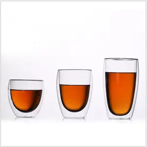 Image of Lekoch wholesale customize 4PCS 450ML heat resistant double wall glass cup coffee cup