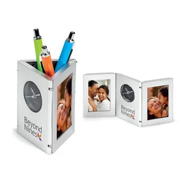 Unionpromo With Alarm Clock And Digital Calendar plastic Folding Pen Holder