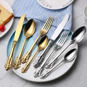 Image of 18/10 Stainless Steel Cutlery Gold Or Silver Palace Style Luxury Knife Fork And Spoon