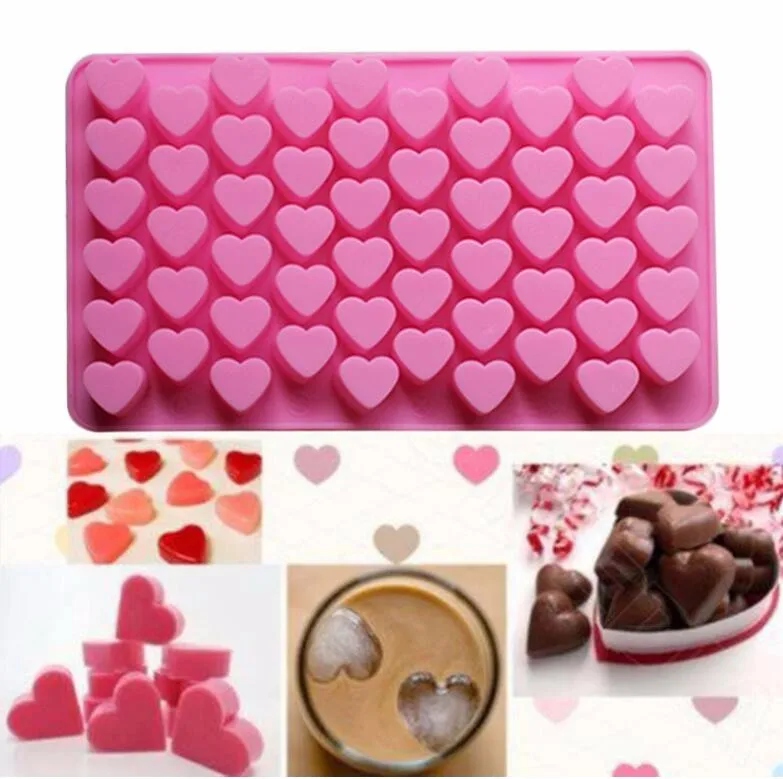 55 Cell Heart Shaped Cake Decorating Candy Mold Pan Silicone