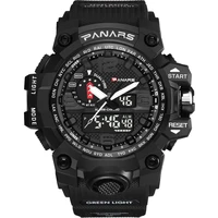 

PANARS 8202 Brand Men Sport G Style Waterproof LED Dual Time Clock Military Electronic Quartz Digital WristWatch montre homme